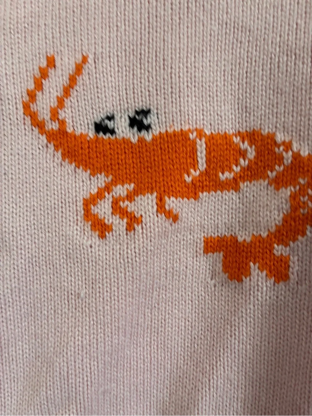 twik Pink Crewneck Sweater with Orange Shrimp Pattern - Picture 3 of 4